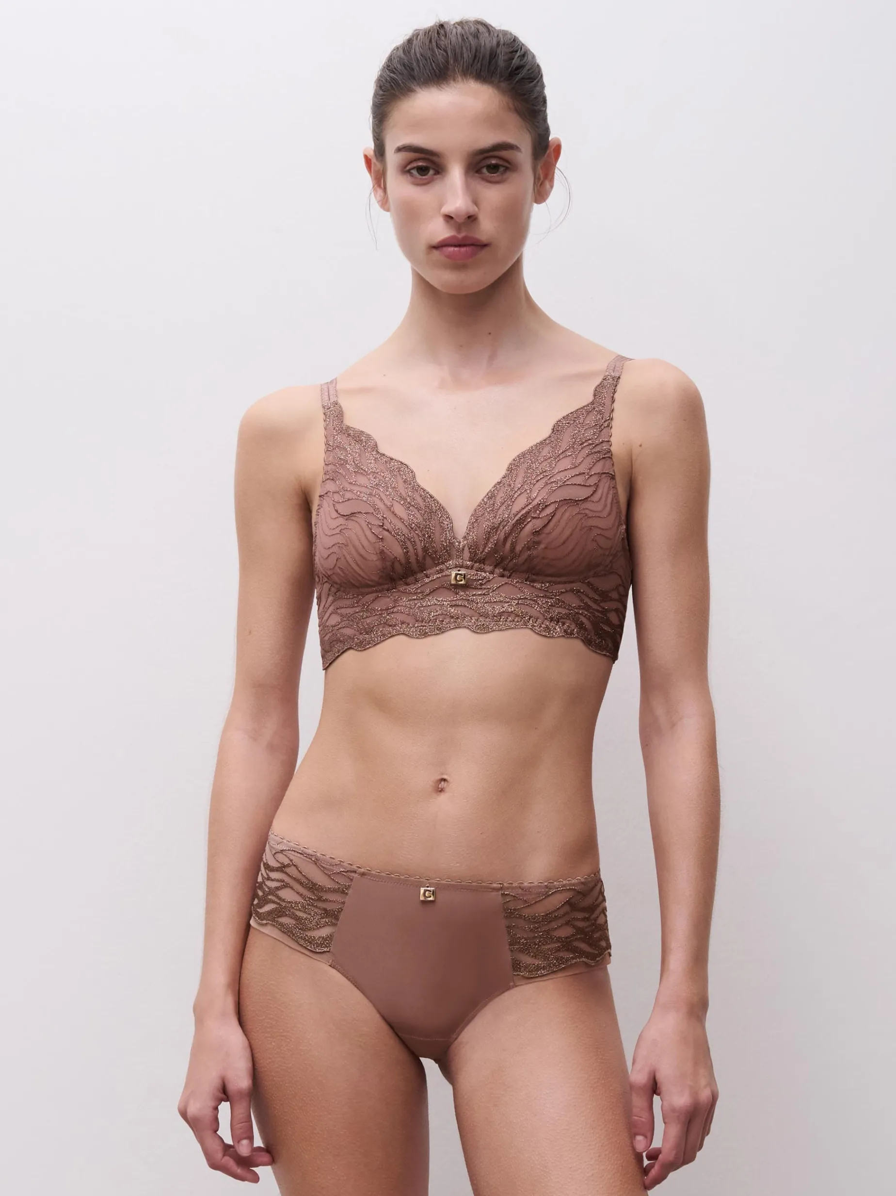 Chantelle Vibe Niet Voorgevormde BH Zonder Beugel - Cinnamon Lurex