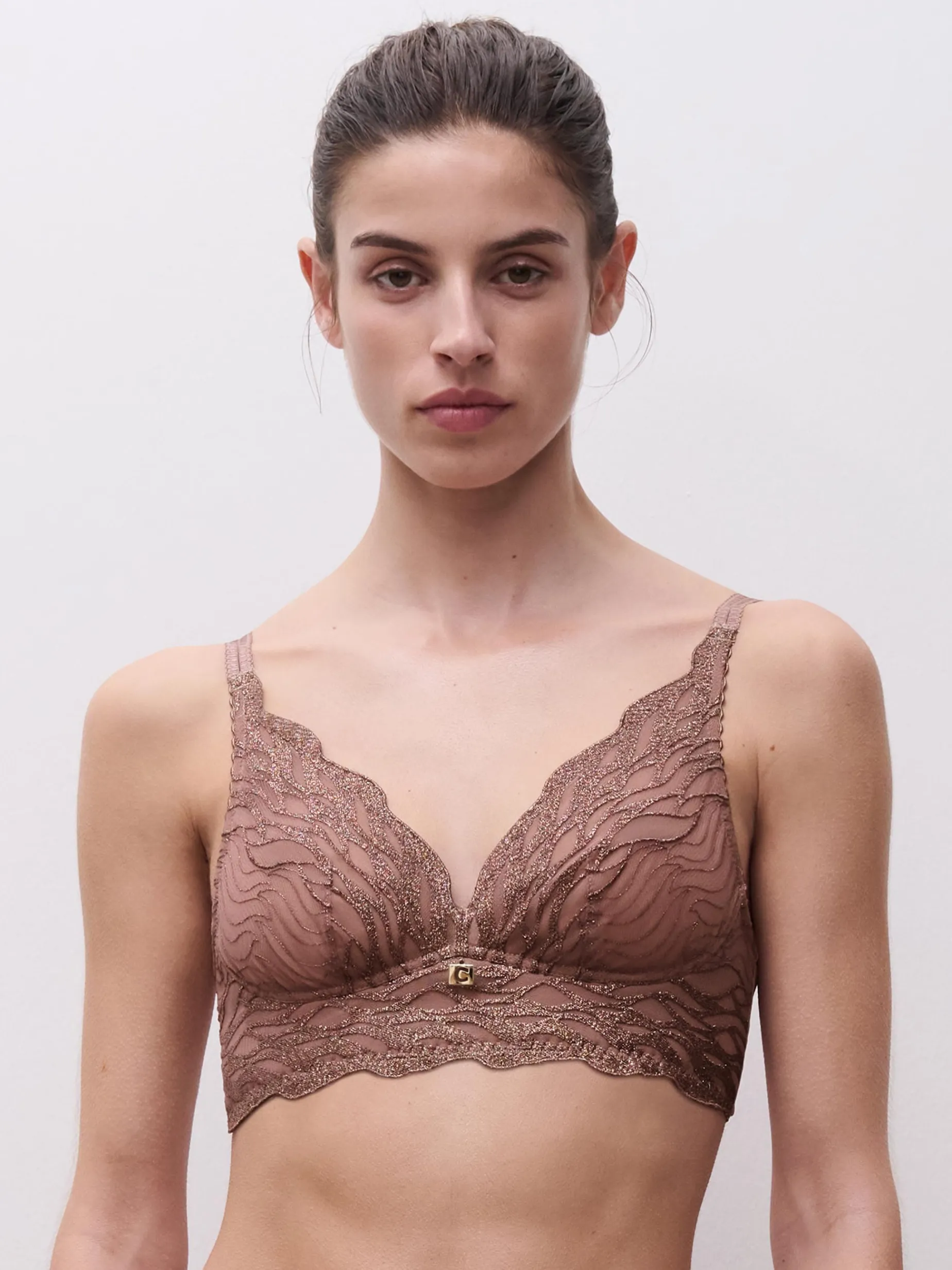 Chantelle Vibe Niet Voorgevormde BH Zonder Beugel - Cinnamon Lurex