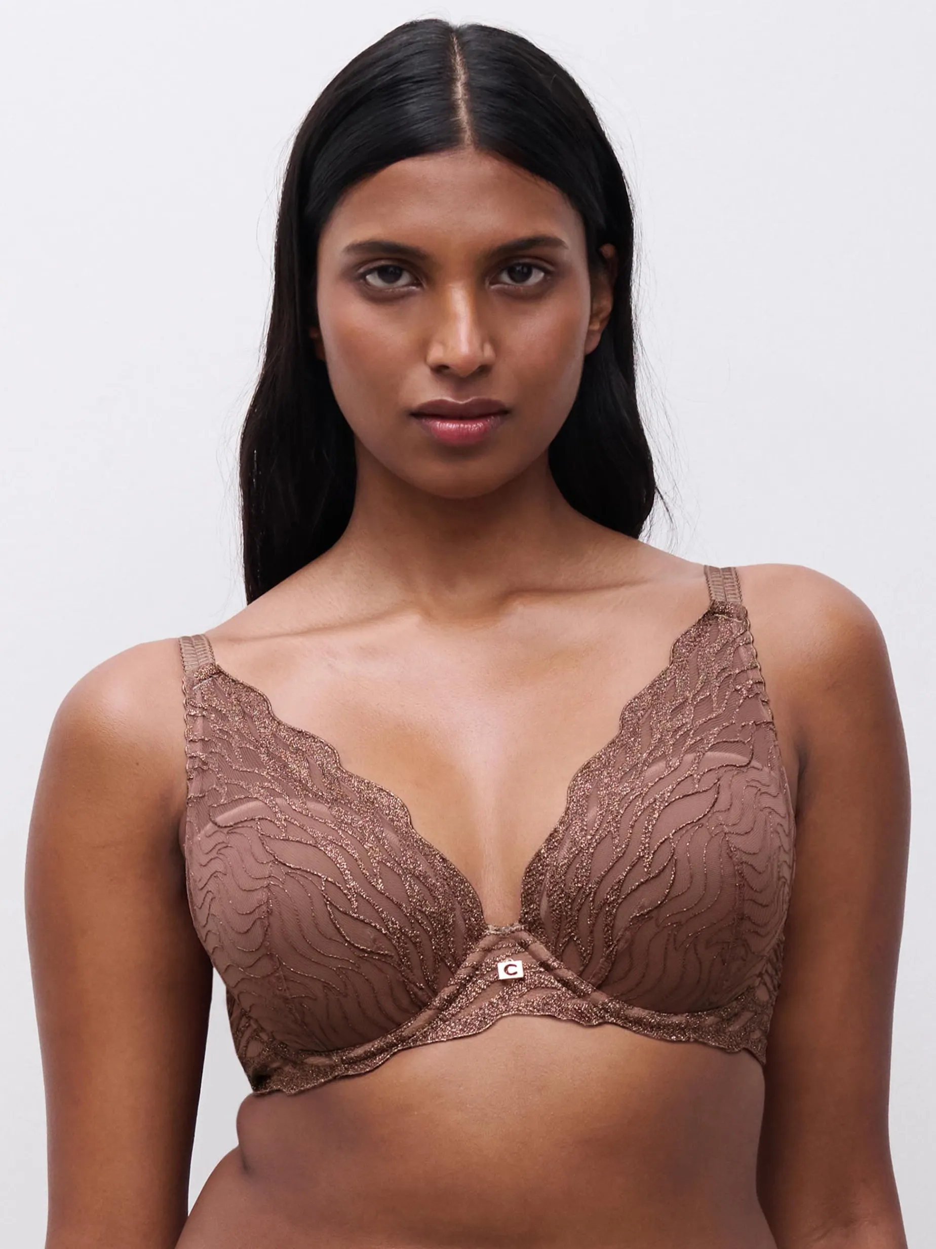 Chantelle Vibe Niet Voorgevormde Beugel BH - Cinnamon Lurex