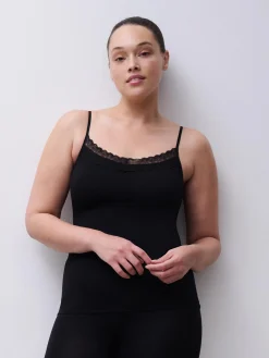 Femilet Basic Lace Hemd Katoen Kant - Zwart