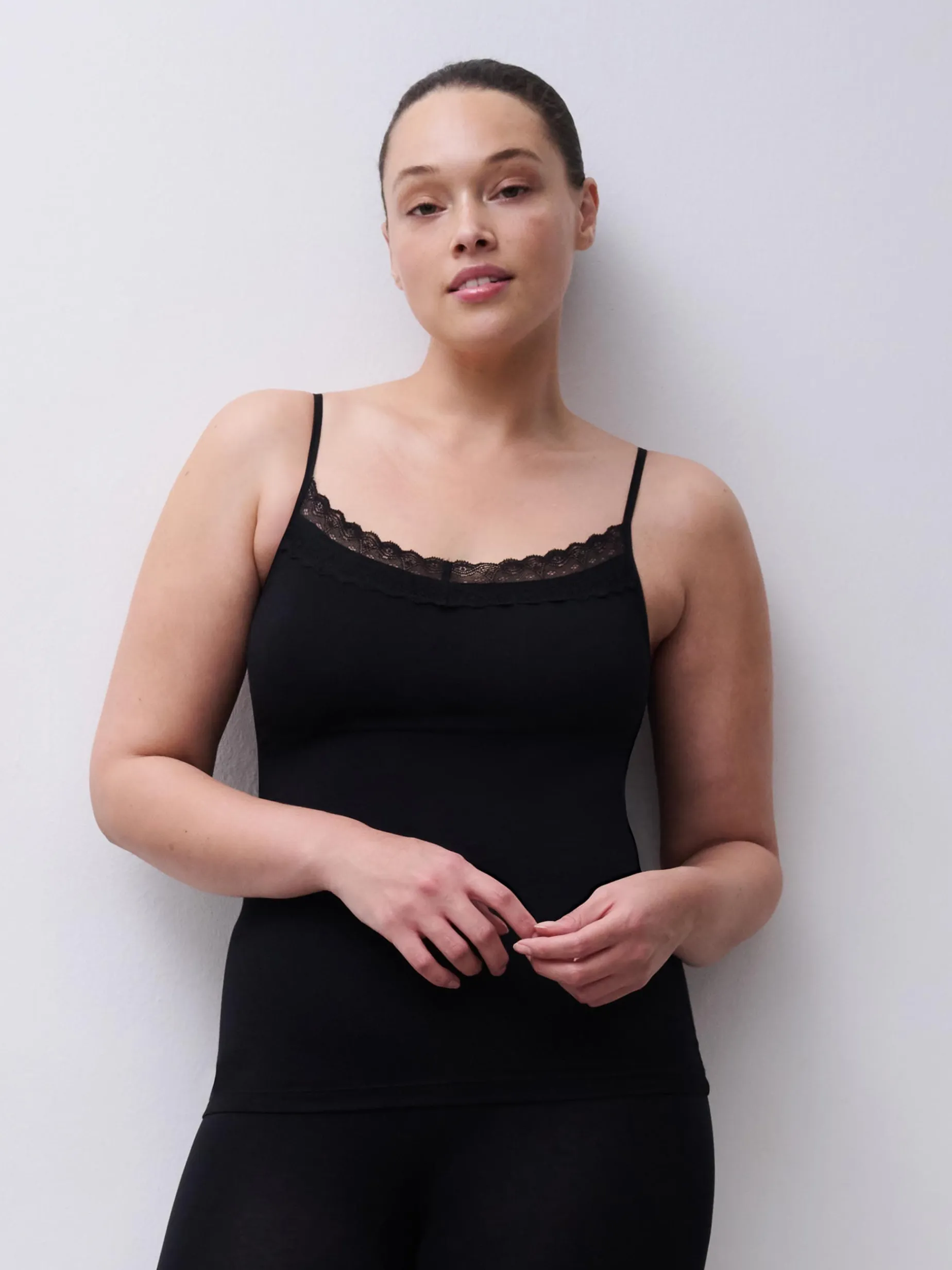 Femilet Basic Lace Hemd Katoen Kant - Zwart