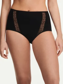 Femilet Basic Lace Hoge Taille Slip Katoen - Zwart