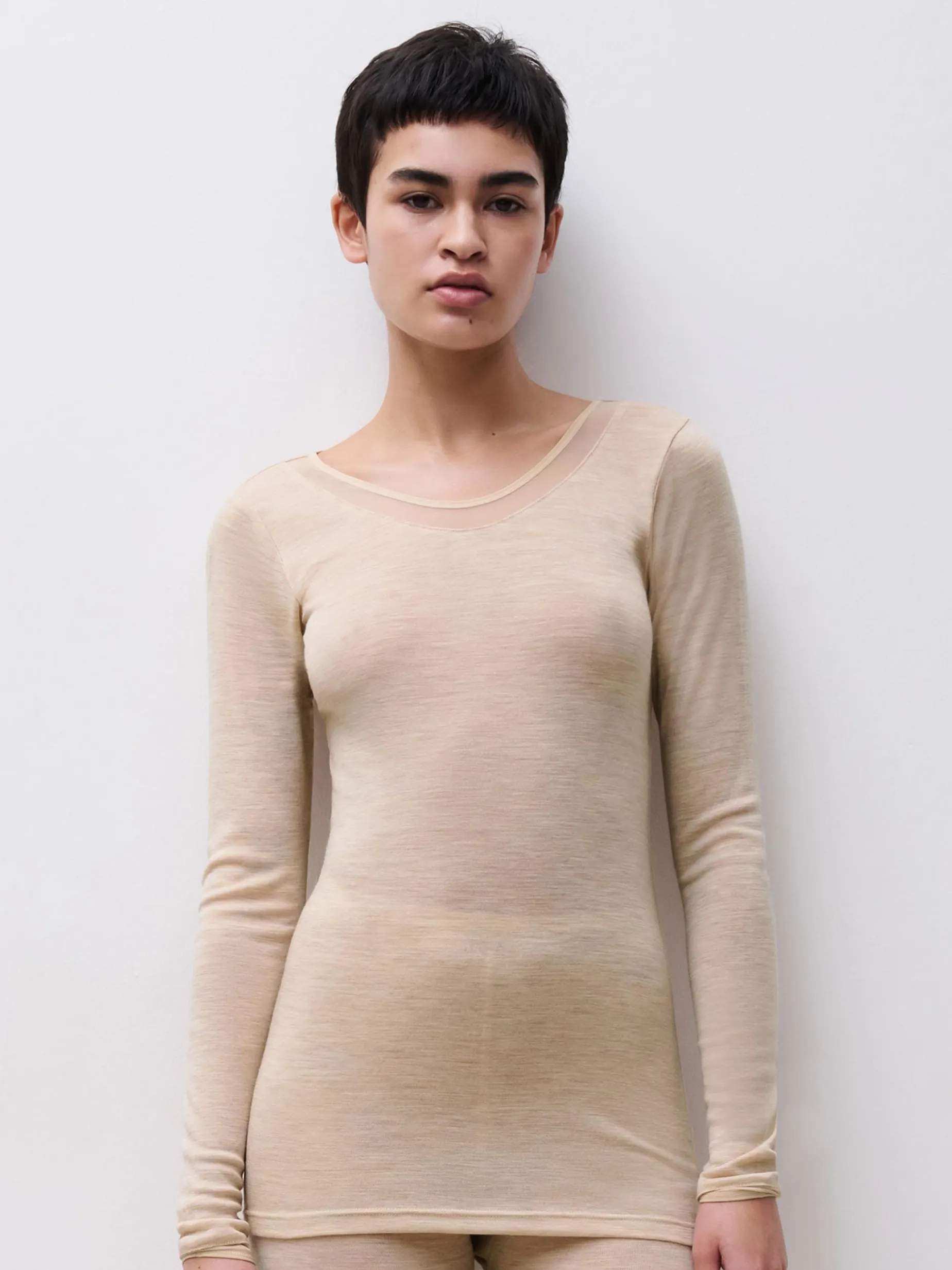 Femilet Juliana Juliana T-shirt Lange mouwen - 100% Merino wol - Heather nude