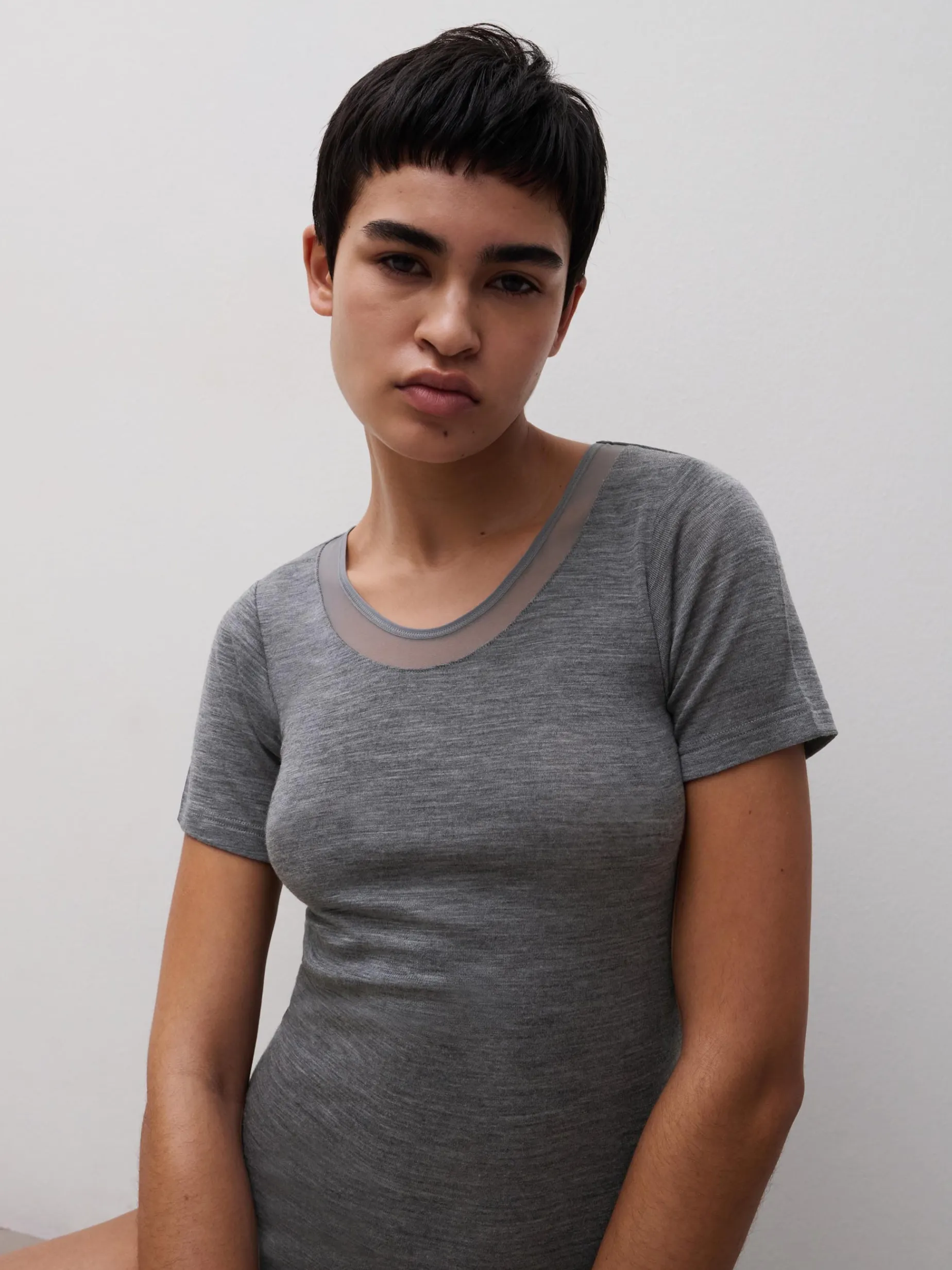 Femilet Juliana T-Shirt korte mouw - 100% Merino wol - Heather grey