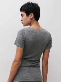 Femilet Juliana T-Shirt korte mouw - 100% Merino wol - Heather grey