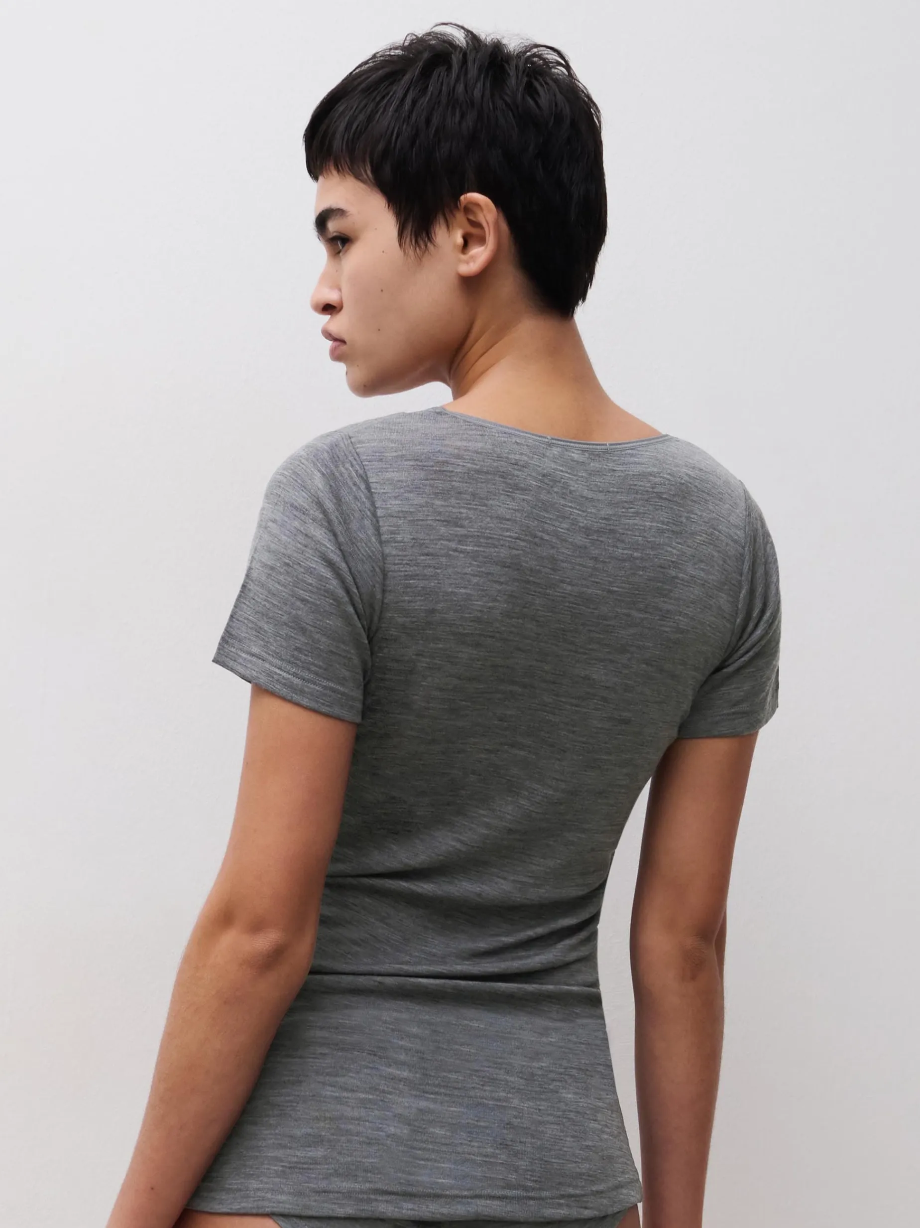 Femilet Juliana T-Shirt korte mouw - 100% Merino wol - Heather grey