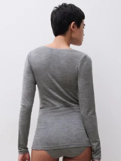 Femilet Juliana T-Shirt Lange mouwen - 100% Merino wol - Heather grey