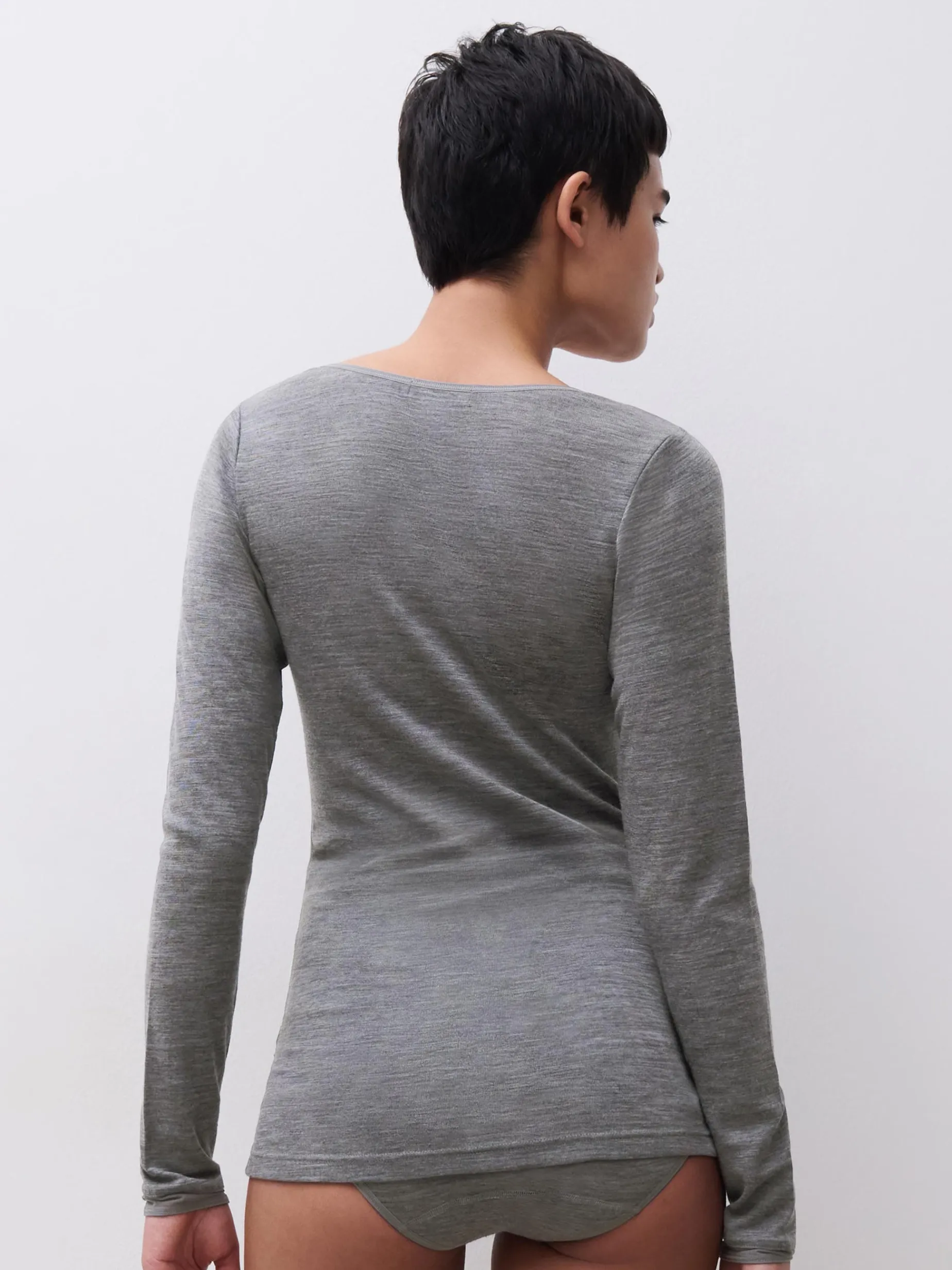 Femilet Juliana T-Shirt Lange mouwen - 100% Merino wol - Heather grey