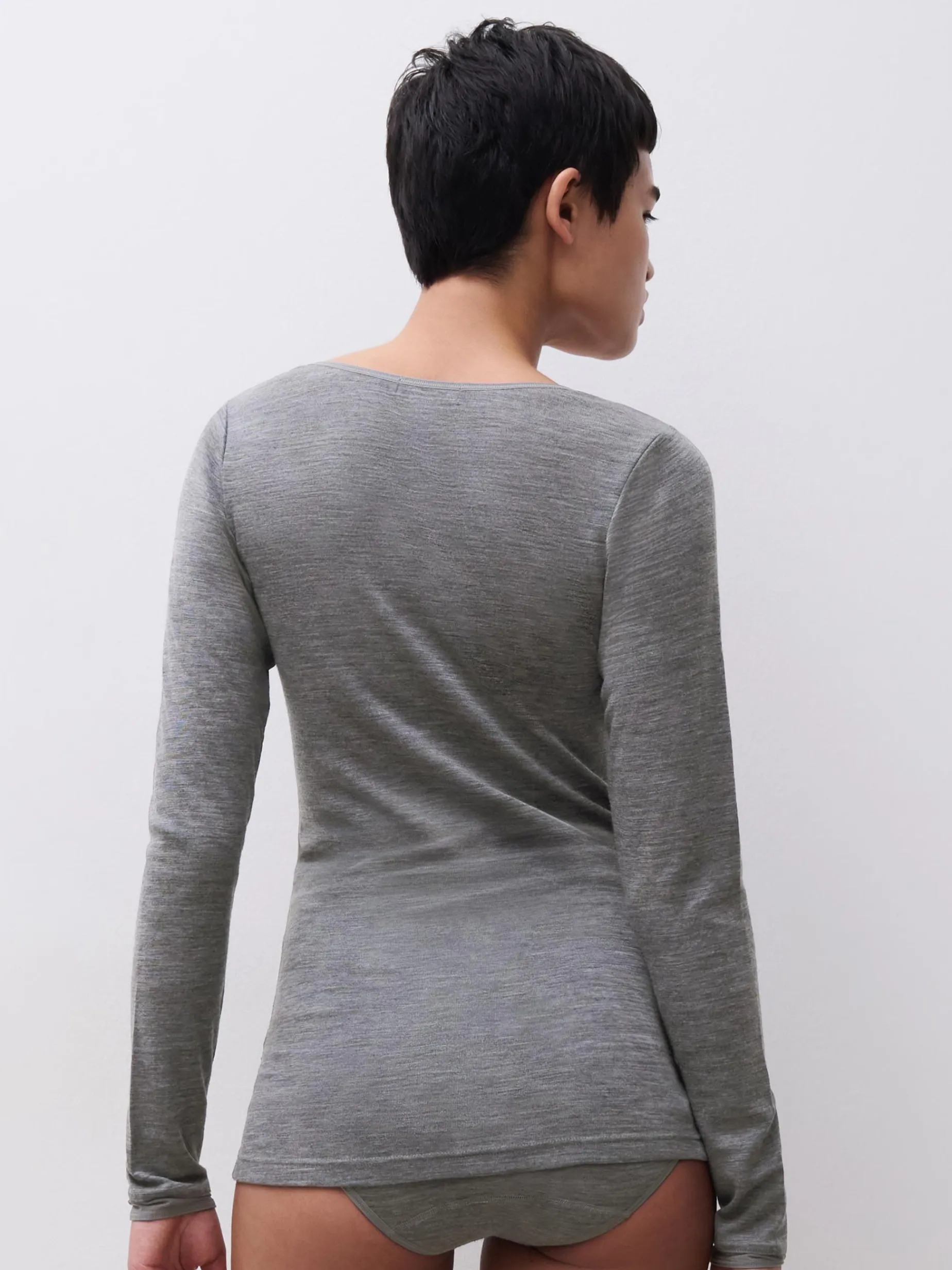 Femilet Juliana T-Shirt Lange mouwen - 100% Merino wol - Heather grey