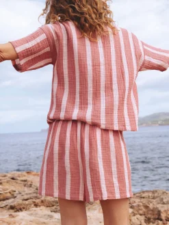 Livera SADIE Pyjama set korte mouw - Vintage Pink Stripes