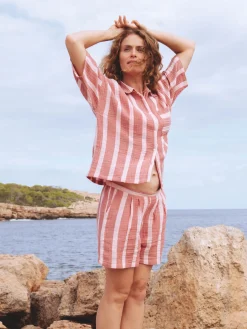 Livera SADIE Pyjama set korte mouw - Vintage Pink Stripes