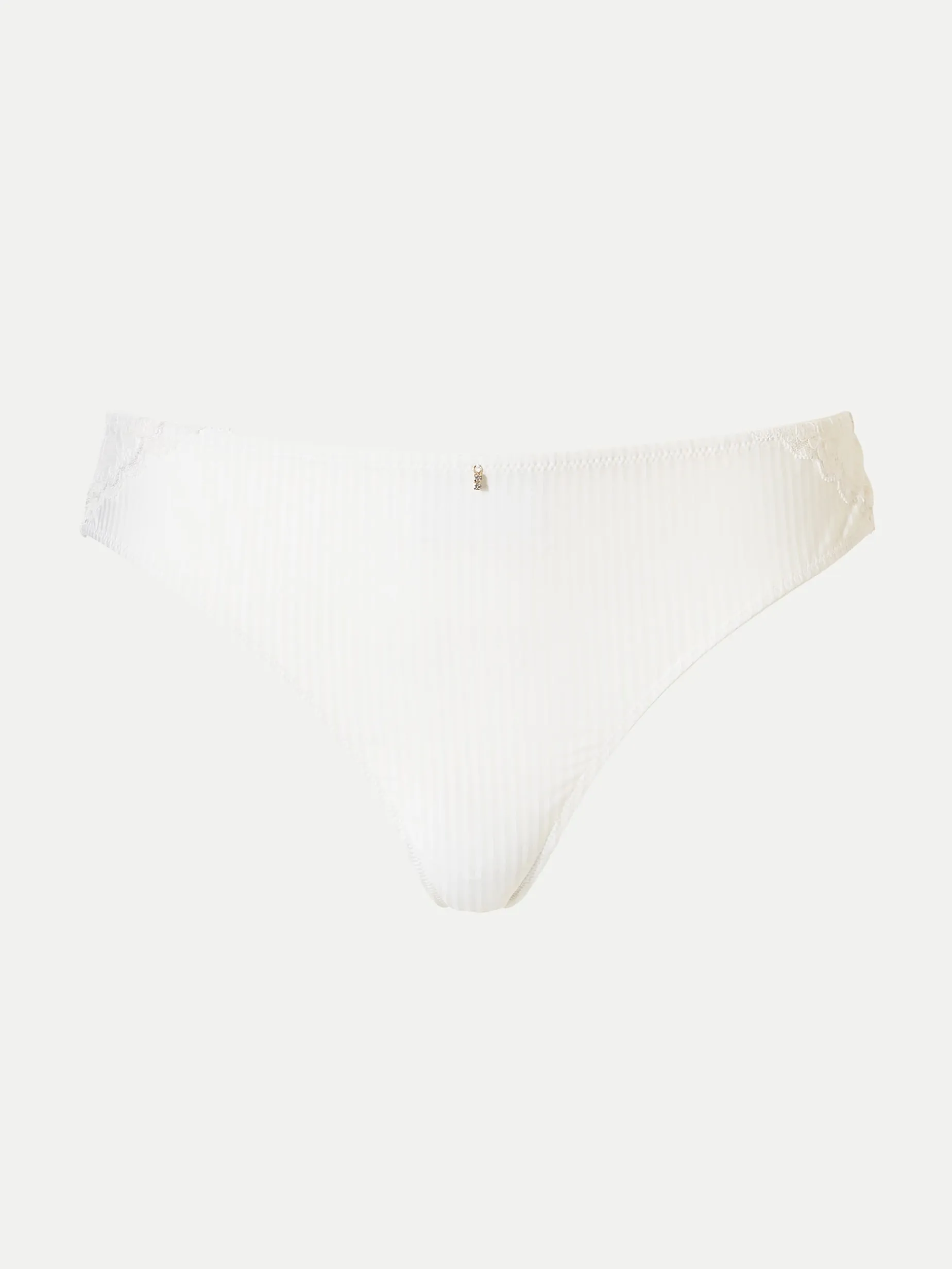 Livera Stripe Lace String - Milk
